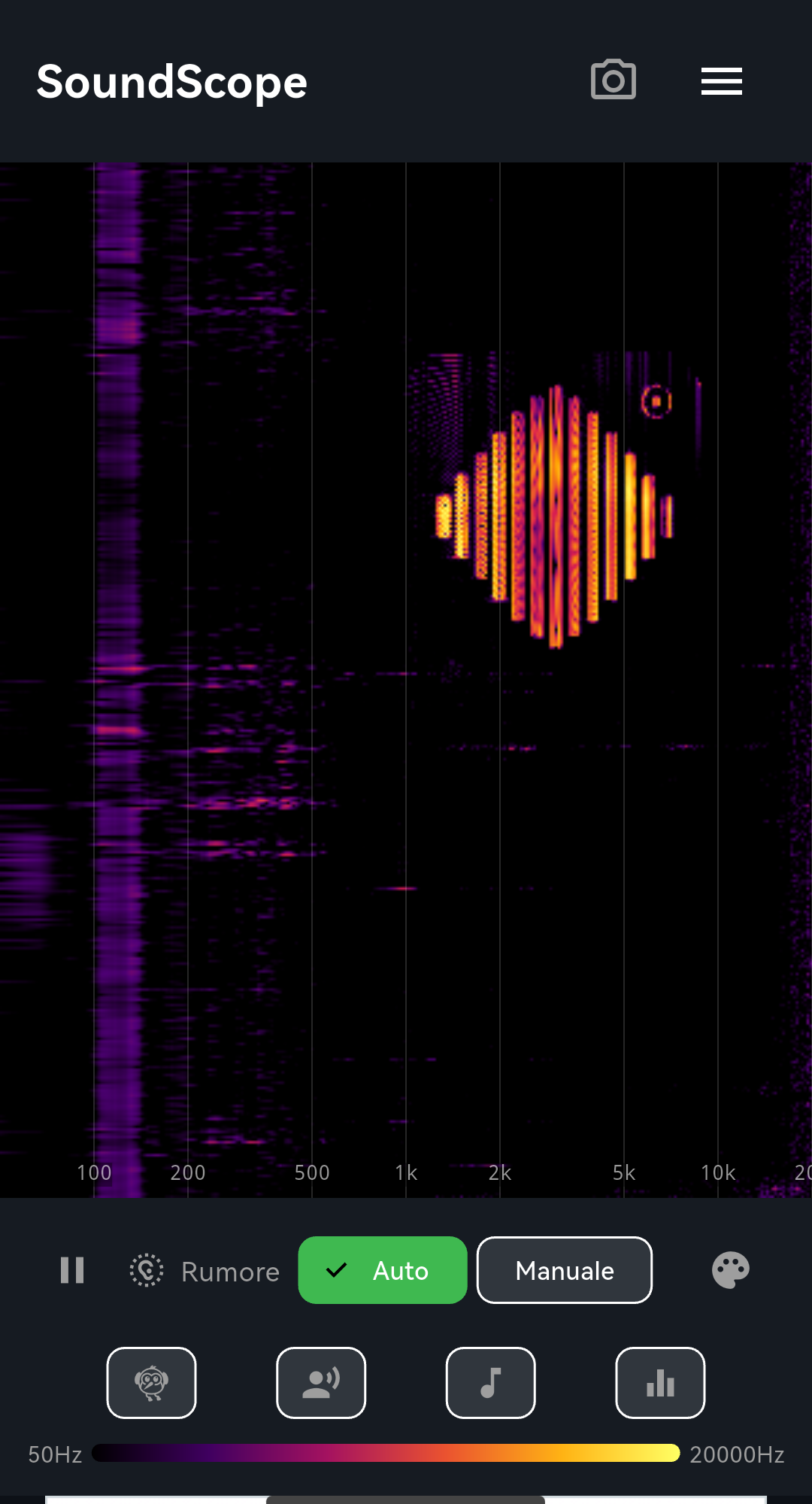 SoundScope spectrogram showing a diamond shape